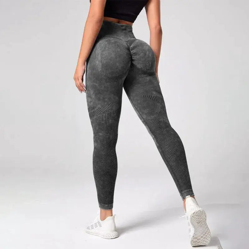 Ladies' high-waist seamless yoga leggings in charcoal gray by Simples Market; quick-dry fabric with butt-lifting design