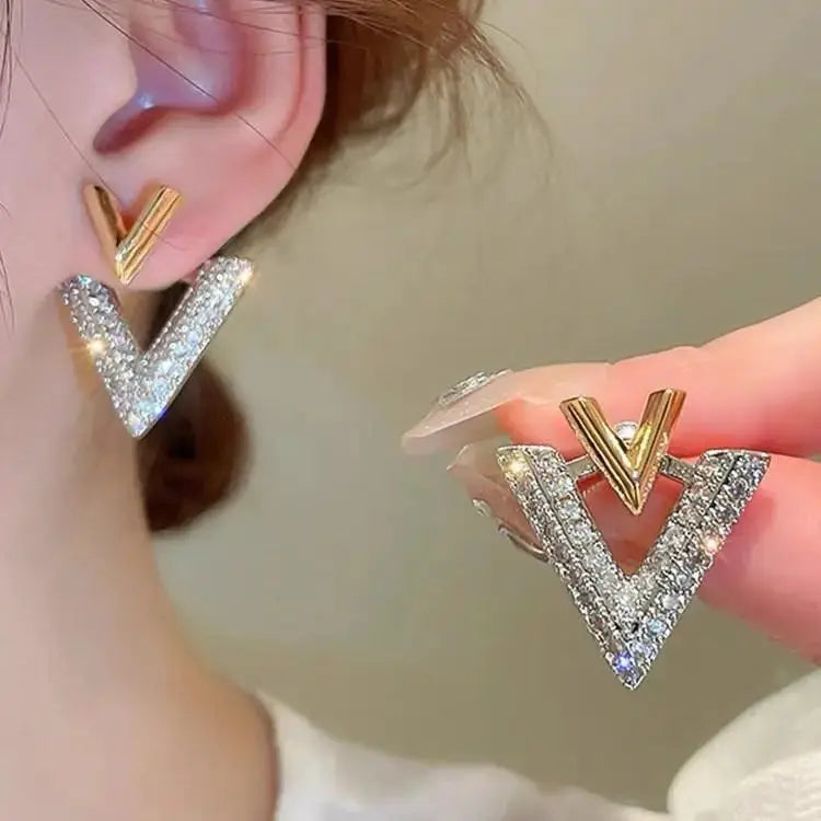 925 Silver Needle Heart Earrings For Women Korean Fashion Crystal Jewelry 2026 Trending Luxury Hoop Earrings