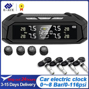 E-ACE TPMS sensor kit with 4 valve sensors and LCD solar display, 8 Bar smart system for car/truck