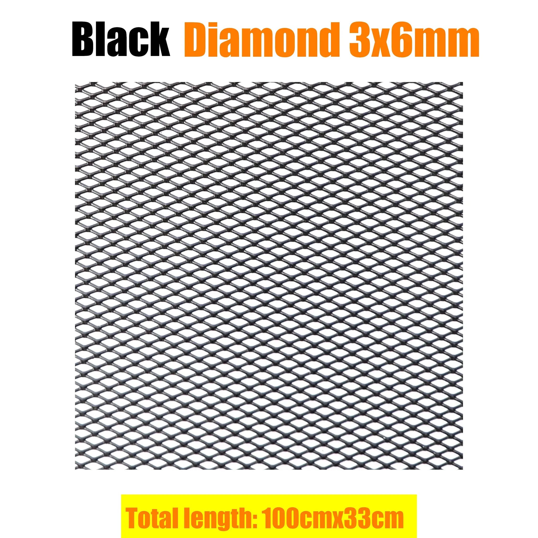 Simples Market aluminium racing car bumper grille mesh, black diamond 3x6mm pattern, 100x33cm