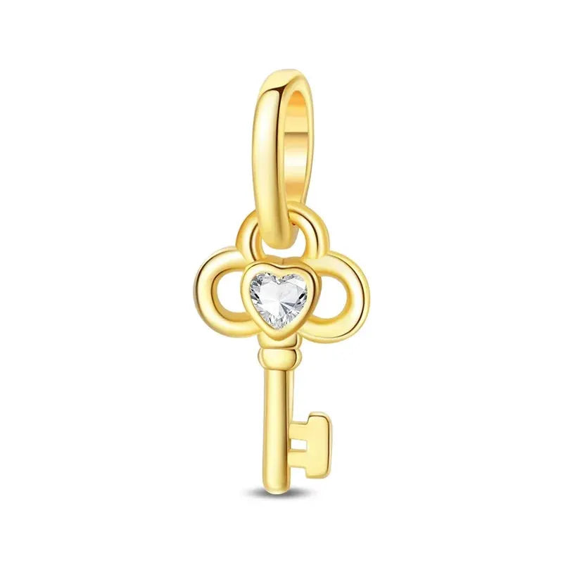 925 Sterling Silver Gold DIY Charms Beads Inlaid Zirconium Sun Leopard Pendants Fit Bracelet For DIY Jewelry Making