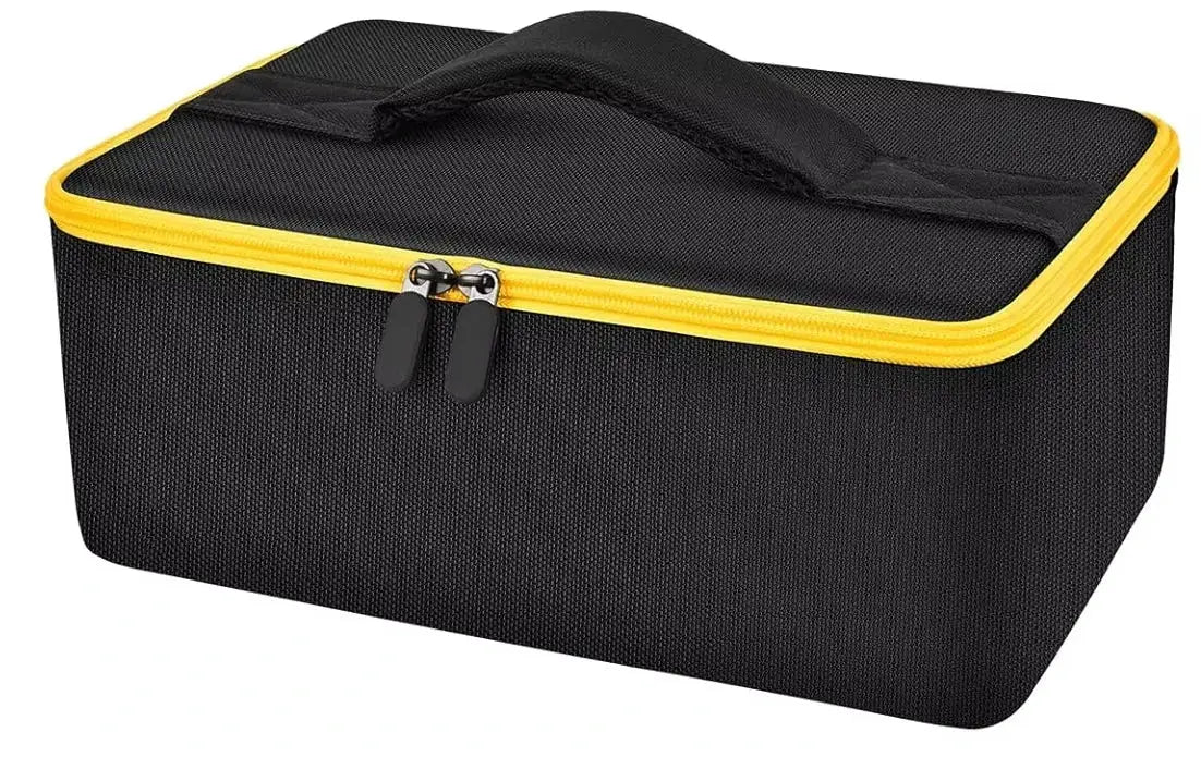 Storage bag for DEWALT 20V MAX DCS438B 3-in-1 brushless tool, black fabric with yellow zipper and carry handle