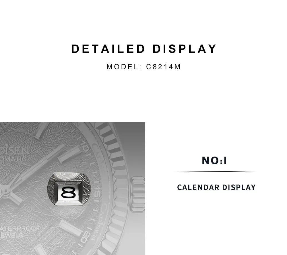 CADISEN automatic men's watch with calendar date display