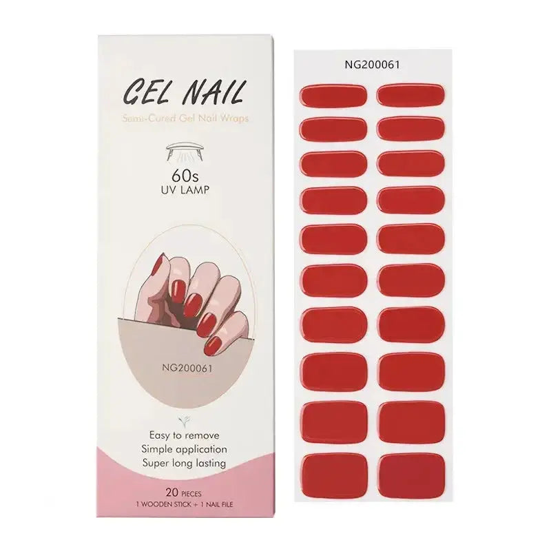 NailLux Semi Cured Nail Wraps For 16 To 20 Tips Easy Full Cover Adhesive Press On Nails Gel Finish UV LED Compatible