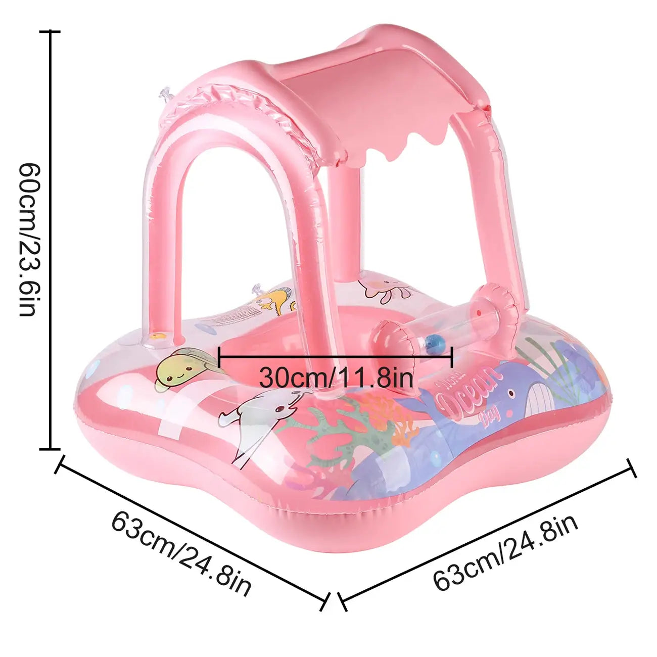 Kids Pool Float With Canopy For Ages 3 To 6 Safe Chemical Free Materials Animal Theme Beach Party Toy
