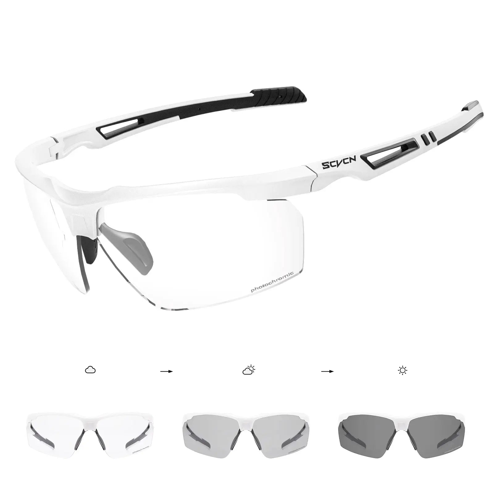 Scvcn Photochromic Cycling Glasses With Adaptive Lenses For Road And Mountain Biking UV Protection