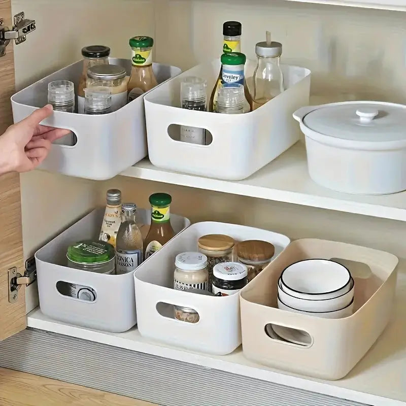 5 Pack Stackable Storage Box Set Plastic Organizer Containers Durable Reusable For Kitchen Bathroom Dorm Essentials