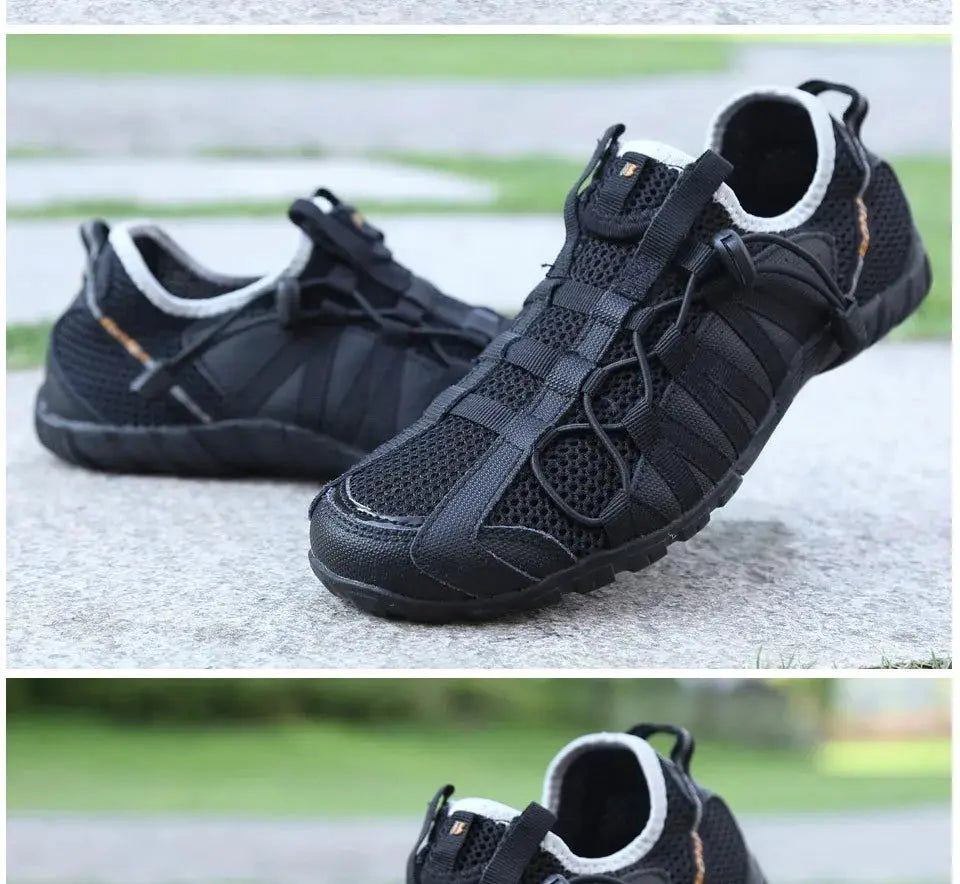 BONA men's black mesh lace-up running shoes for outdoor walking and jogging, Simples Market