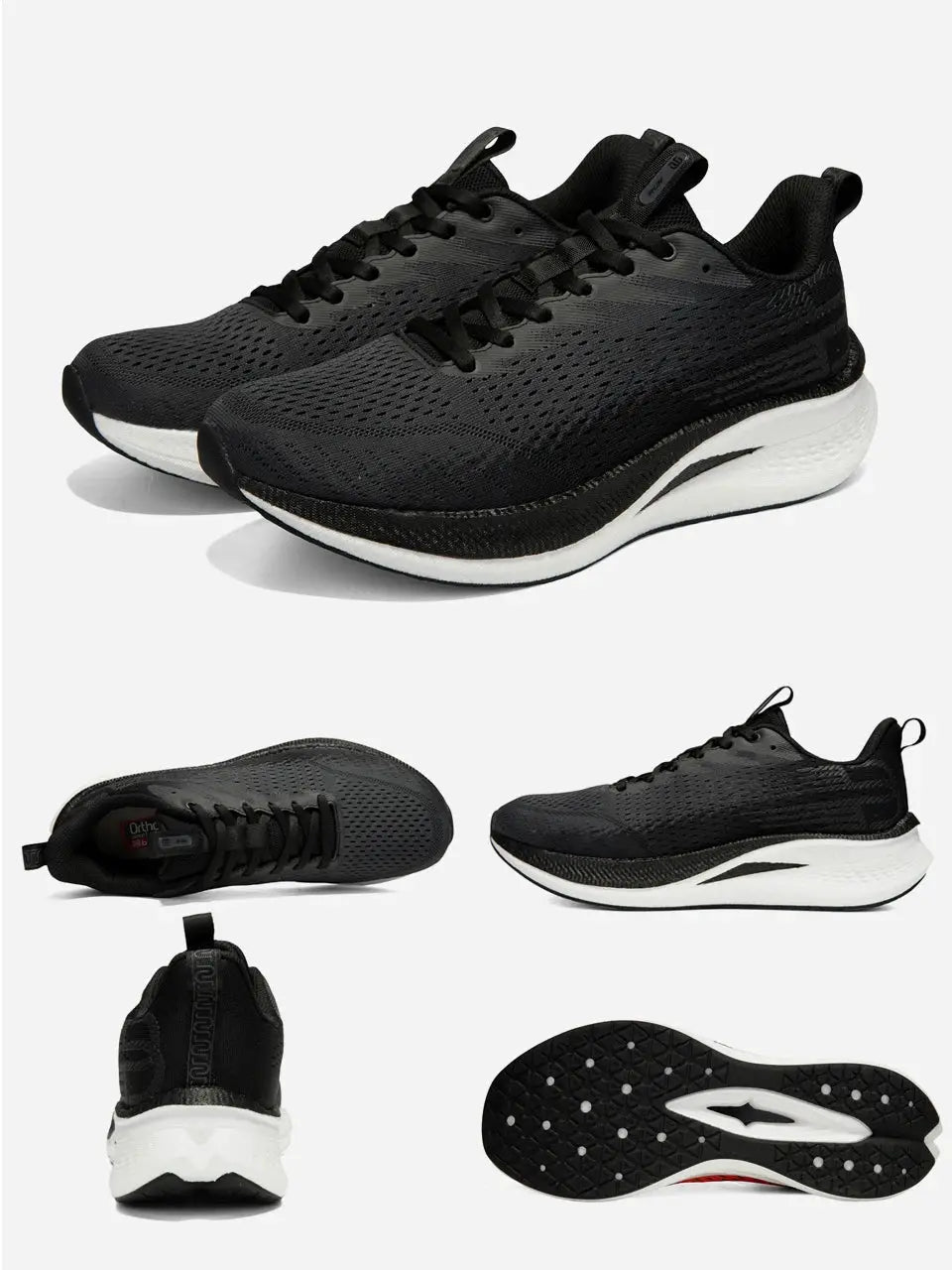 Baasploa men running shoes by Simples Market, black breathable mesh with carbon plate cushioning