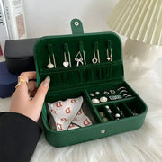 2024 Portable Leather Jewelry Box Organizer Travel Case With Chenille Lining And Display Compartments