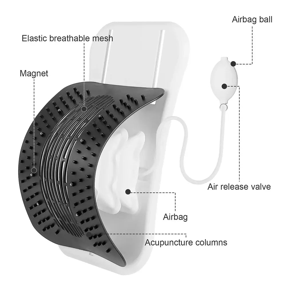 Foreverlily adjustable back massager with black curved panel and airbag waist/neck support