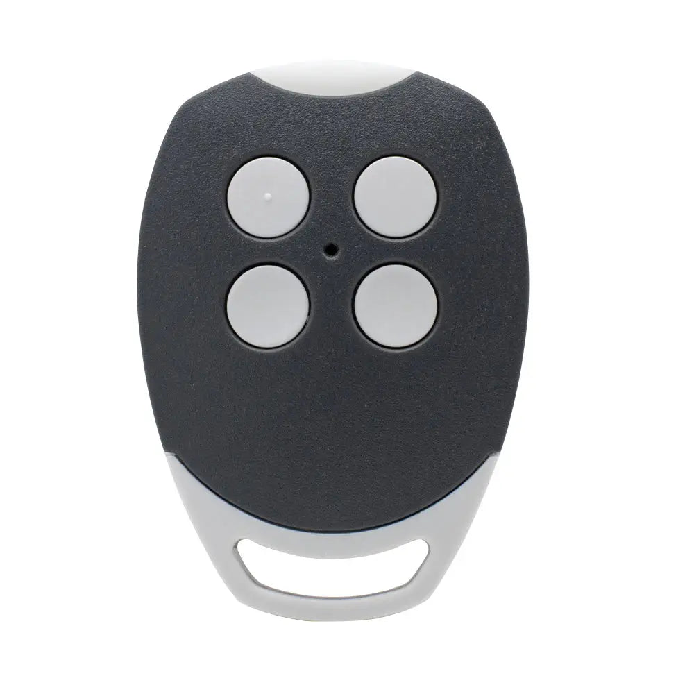 Garage door and gate remote by Simples Market, black/gray four-button fob, 433.92MHz rolling code