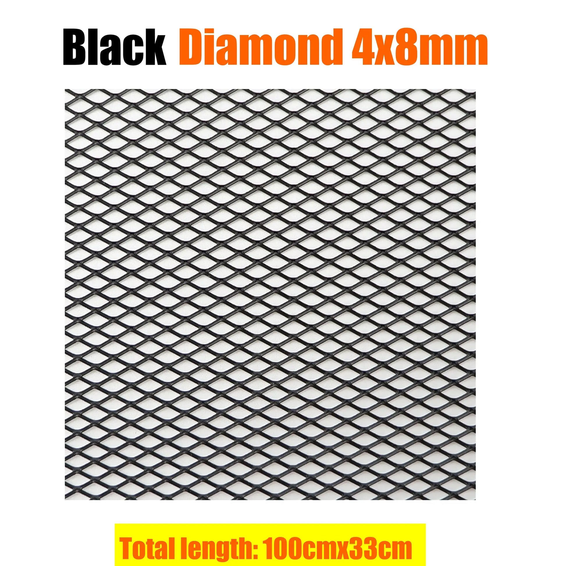 Simples Market aluminium 4x8mm diamond mesh bumper grille, 100x33 cm, black