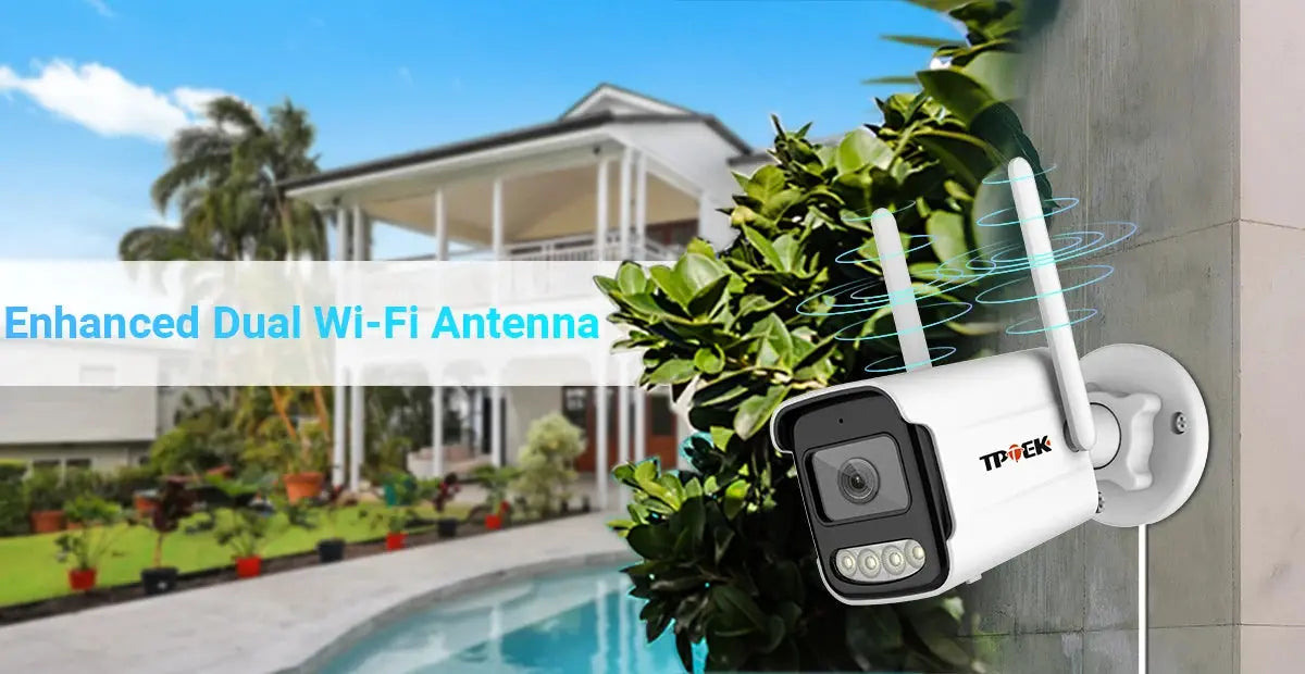 4K 8MP outdoor WiFi security camera by Simples Market, white bullet waterproof with dual antennas.