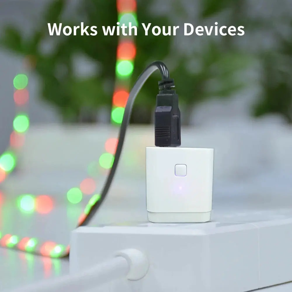 WiFi micro USB adaptor by Simples Market; white 5V USB power plug with LED indicator, Tuya/Alexa/Google Assistant