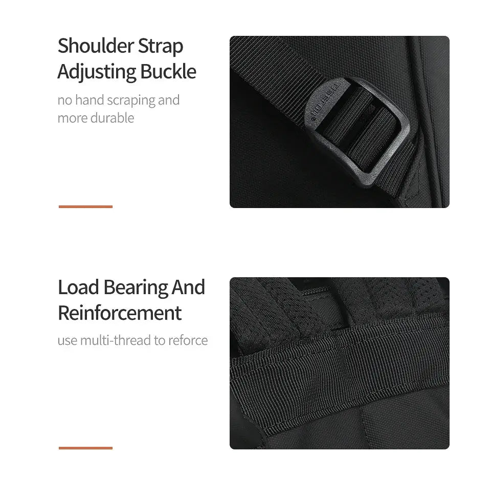 Tigernu ladies casual backpack by Simples Market; black splashproof TPU travel bag with adjustable shoulder strap buckle and reinforced straps.