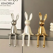 Ceramic Long Eared Sitting Rabbit Statue For Home Decor Luxury Ornament High End Art Aesthetics