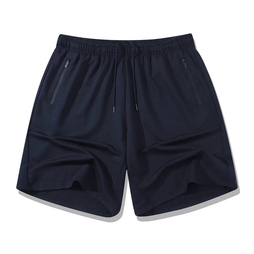 Men's workout shorts, navy Simples Market, quick-dry fabric with zippered pockets
