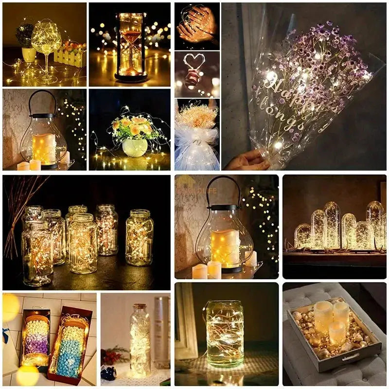 10 Pack Waterproof Copper Wire Mini Fairy Lights Outdoor Battery Powered With 3 Speed Modes For Christmas Decorations