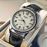 Top Brand Luxury Business Wristwatch For Men With Waterproof Case And Genuine Leather Strap And Quartz Movement