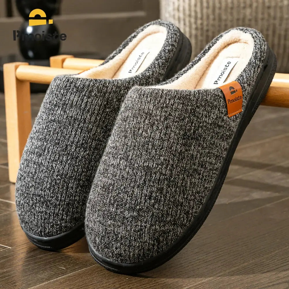 CloudStep Memory Foam Cushion Slippers For Men Warm Plush Comfort With Non Slip TPR Sole