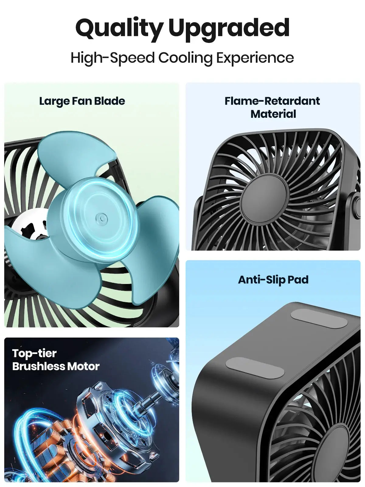 TOPK 4 Inch USB Mini Portable Fan for Camping and Desk 360 Rotation