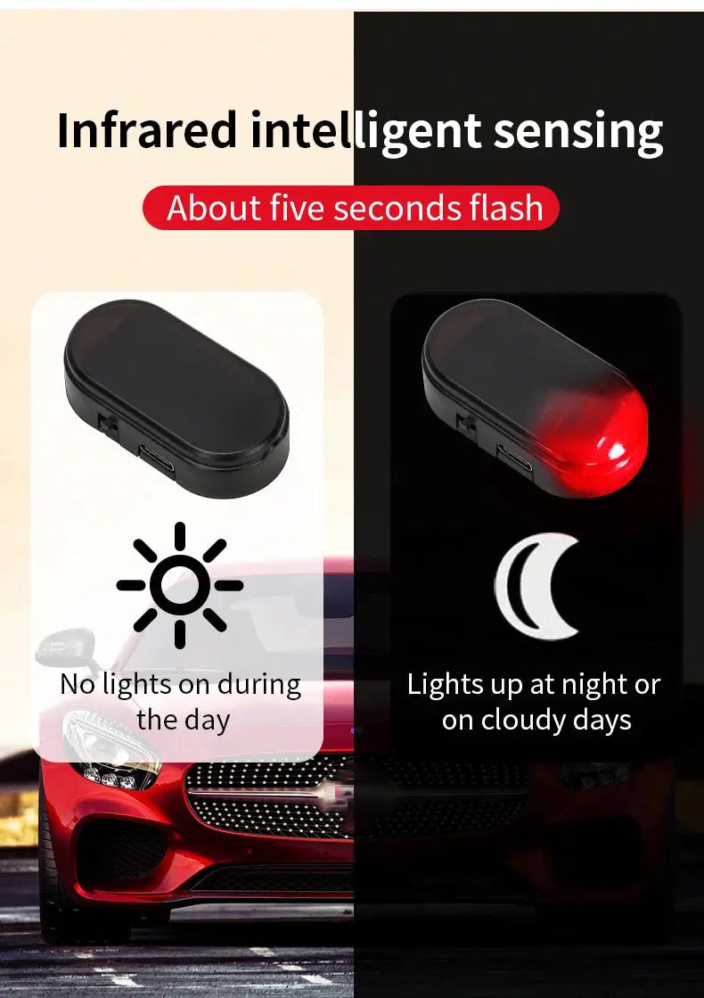 Simples Market 2-pack solar-powered car warning lights with blue and red LEDs