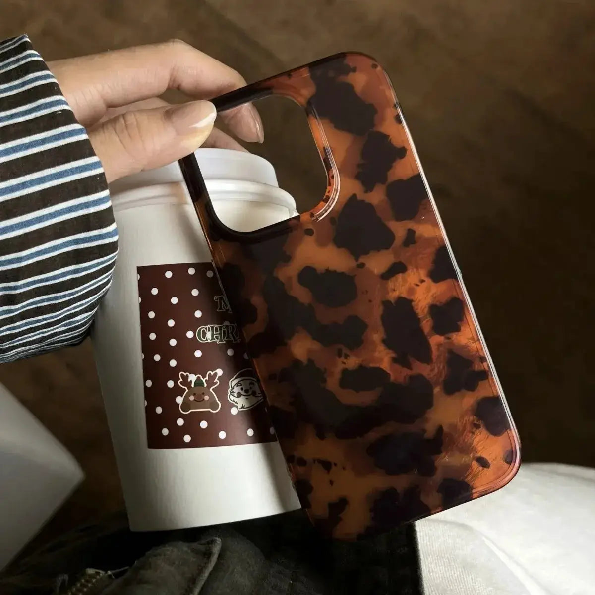 Retro Amber Texture Laser Phone Case Leopard Print For IPhone Through 17 Pro Max XS XR 16E Soft Cover