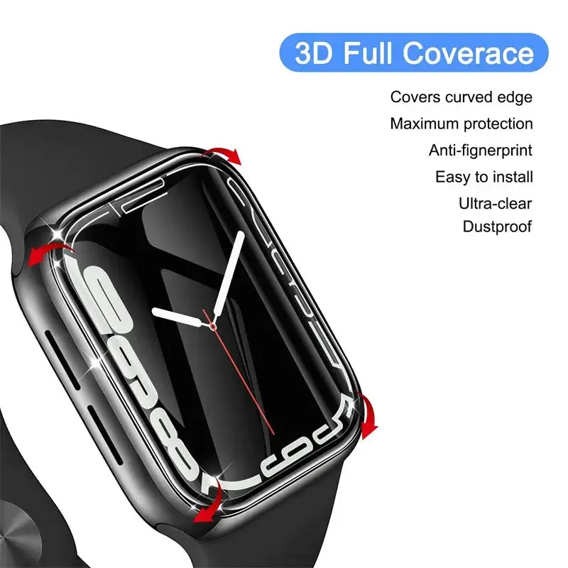 Simples Market Apple Watch screen protector, 3D full-coverage film with curved edges, not tempered glass, fits 40/41/44/45/49mm