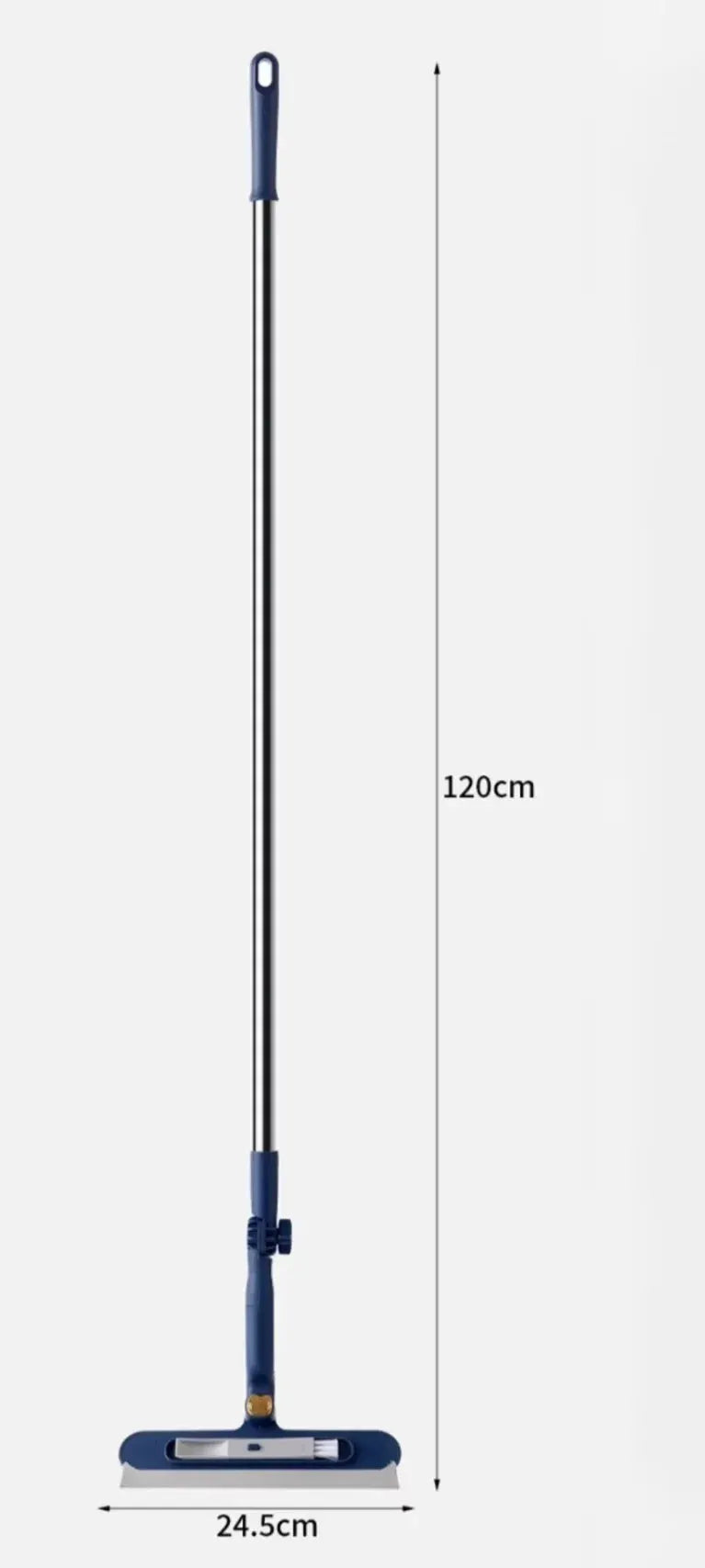 Glass cleaning brush with squeegee and small brush, blue telescopic double-sided cleaning tool