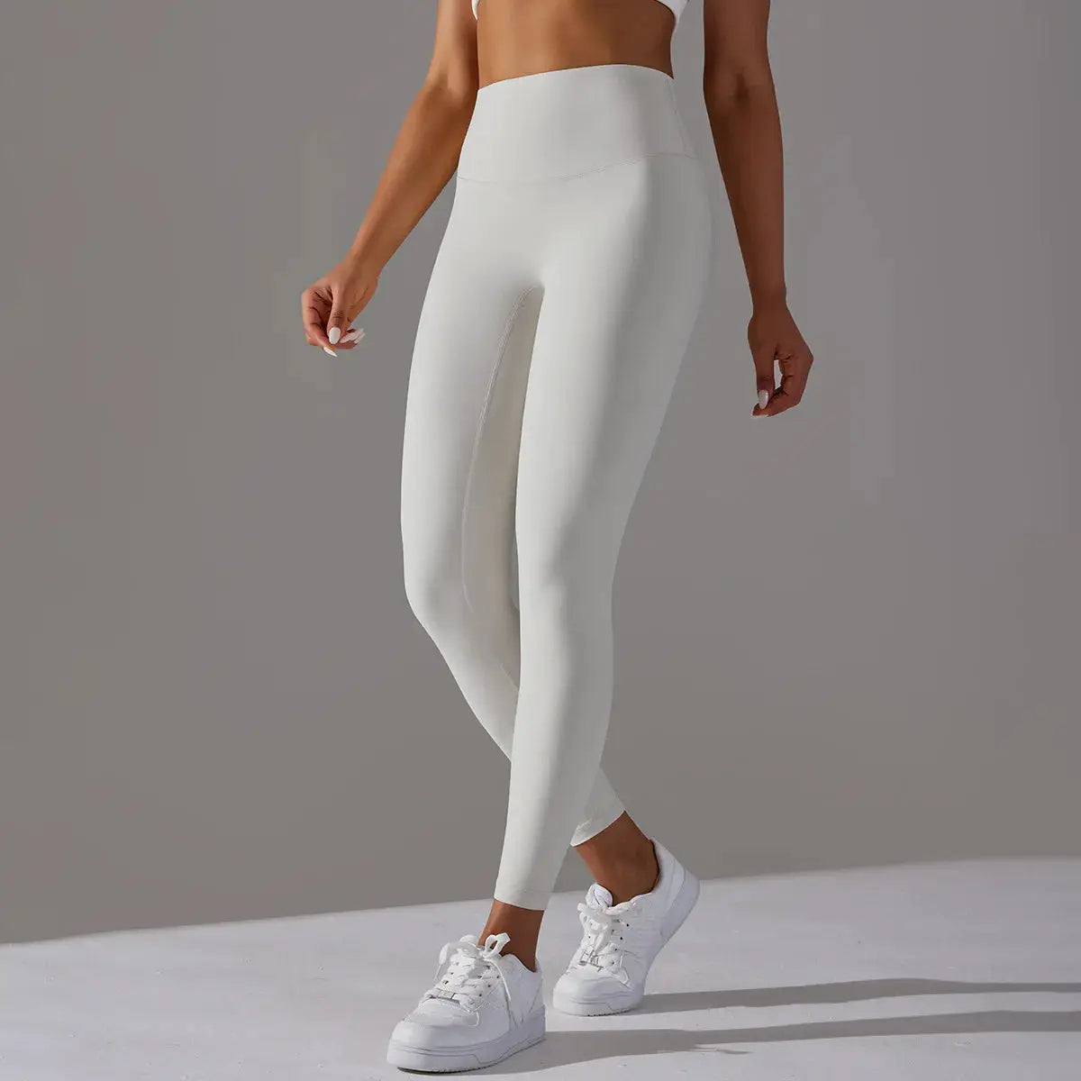 High Waist Naked Feeling Leggings for women in white, versatile gym and yoga workout pants
