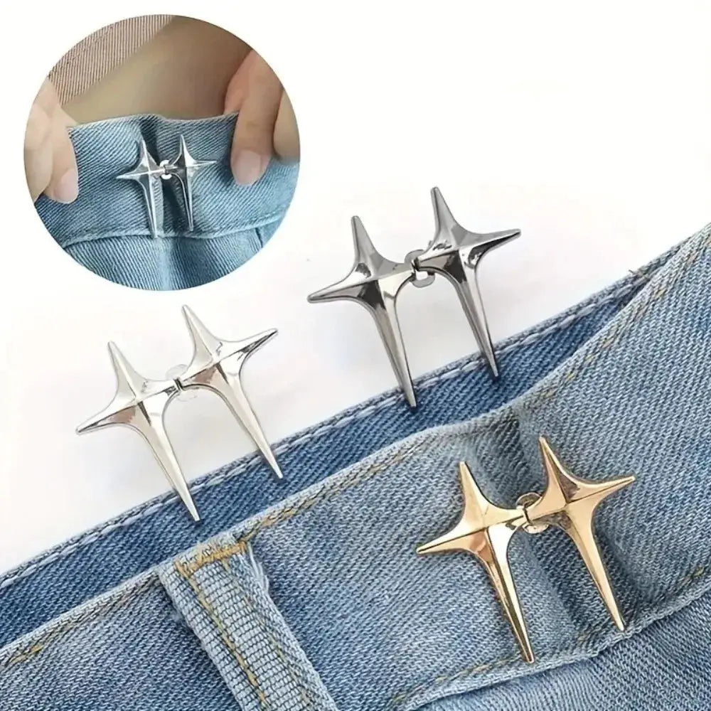 StarWear Star Shaped Waist Buckle Decorative Detachable Buttons No Sew Waist Adjustment Quick Easy Fit Zinc Alloy