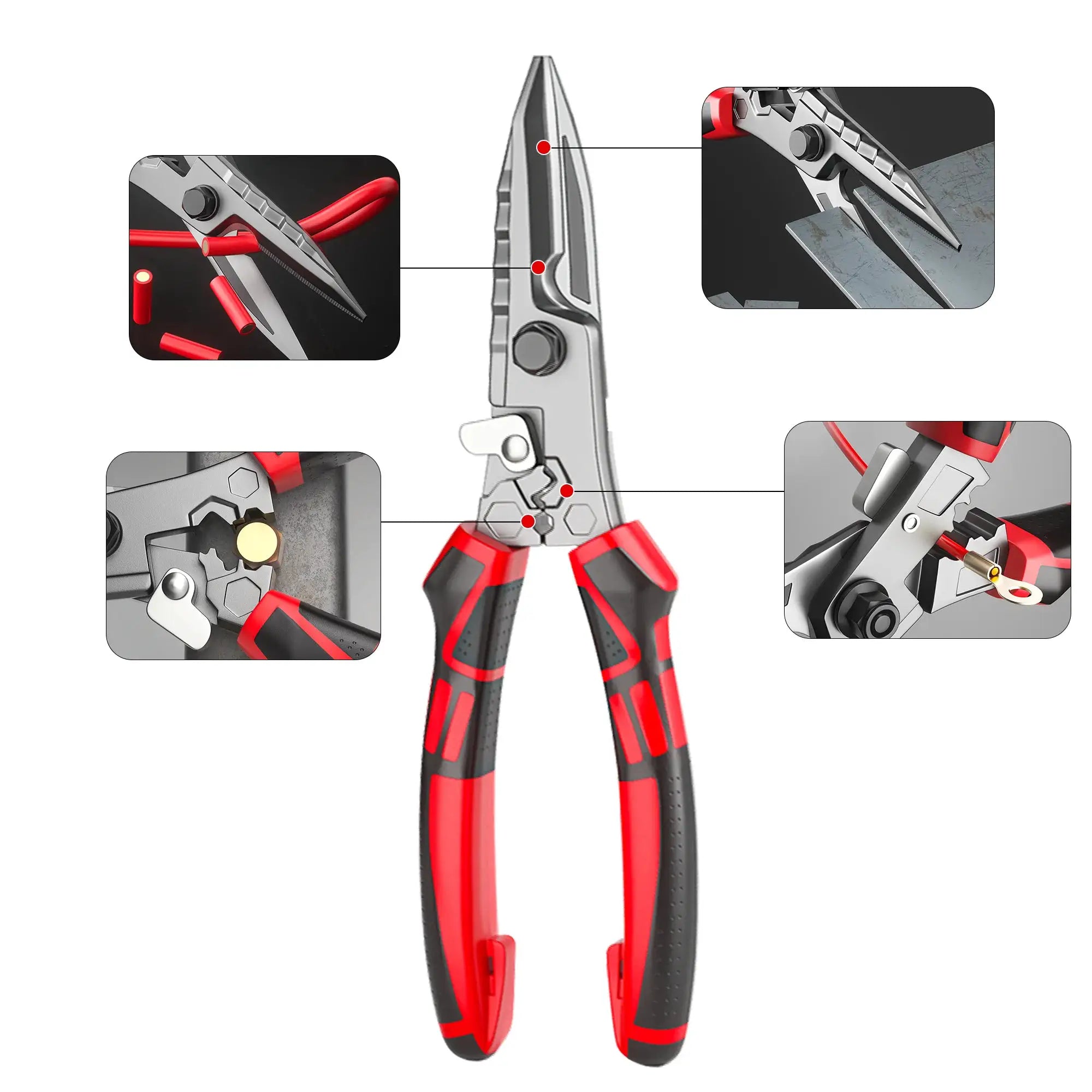 Multi Functional Electrician Scissors Crimping Wire Cutting Tool With Wrench For Metal Sheet And Cable Cutting