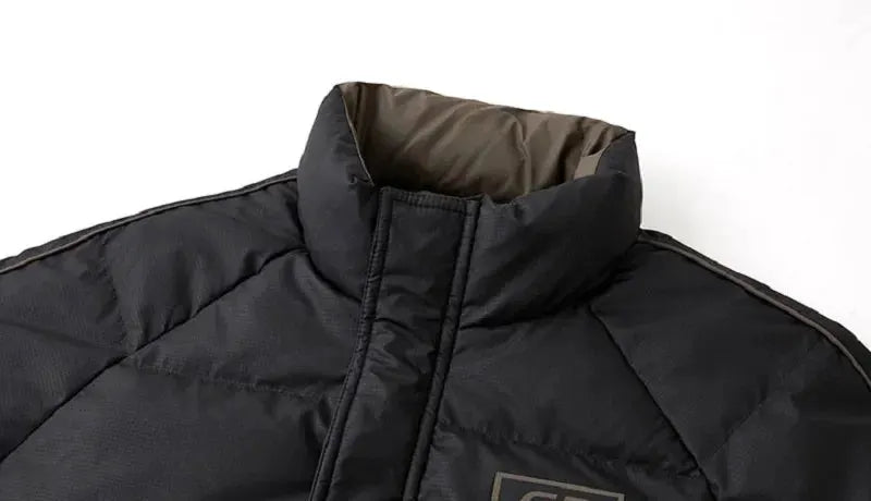 Winter men's black duck-down puffer jacket with stand collar by Simples Market