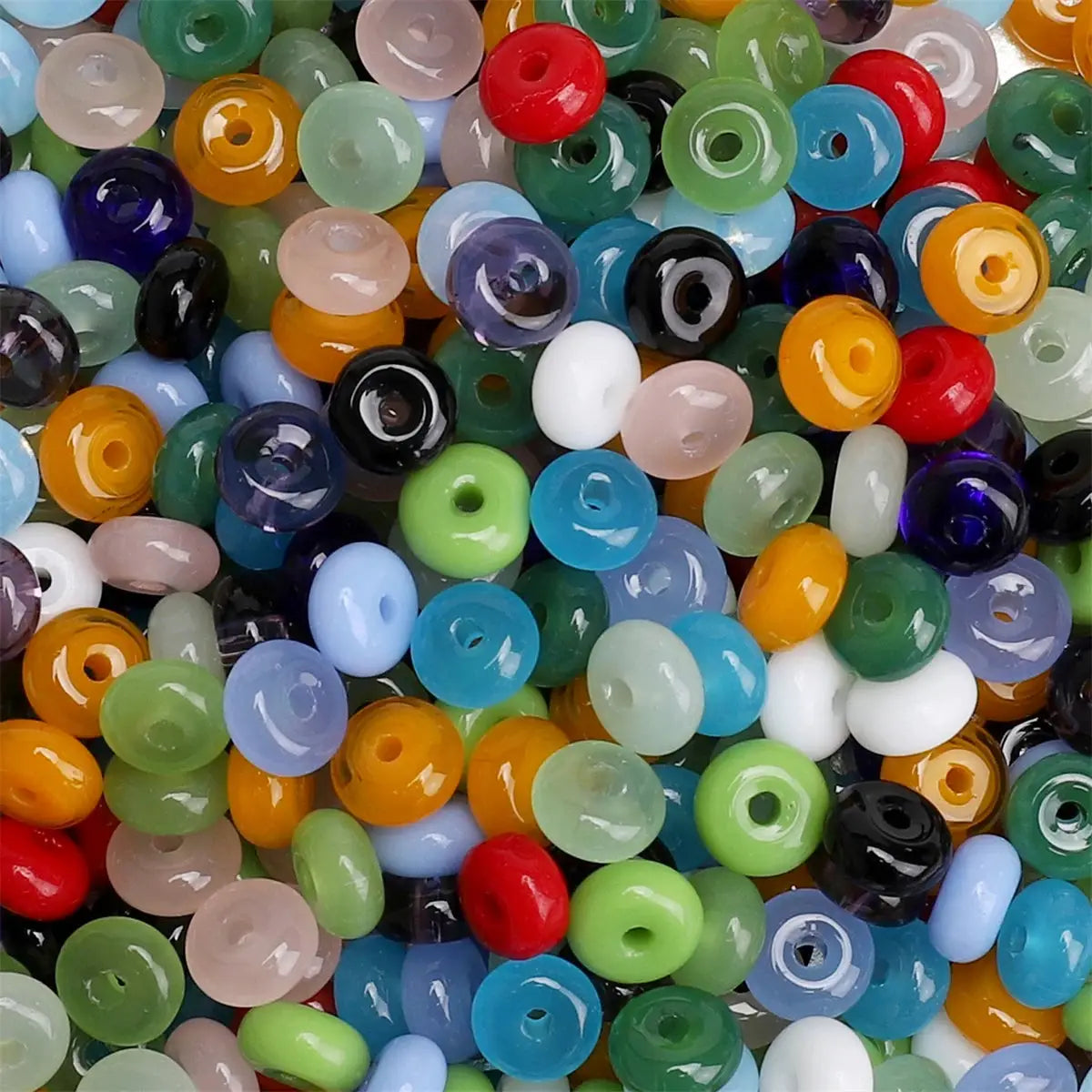 Glass Wheel Beads 60G Bag Loose Beads For DIY Jewelry Making Bracelets Earrings Crafting Projects