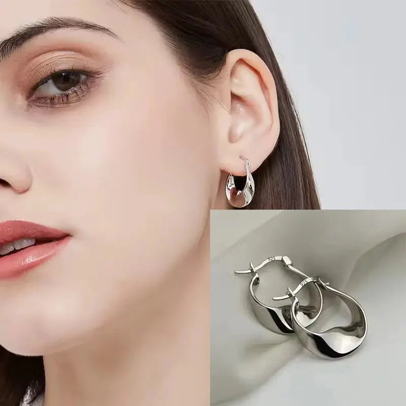 925 Sterling Silver Star Hoop Earrings For Women And Girls Trendy Original Hip Hop Style Jewelry Gift