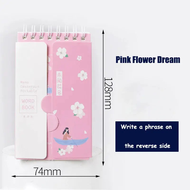 Pink floral word book notebook by Simples Market with spiral binding