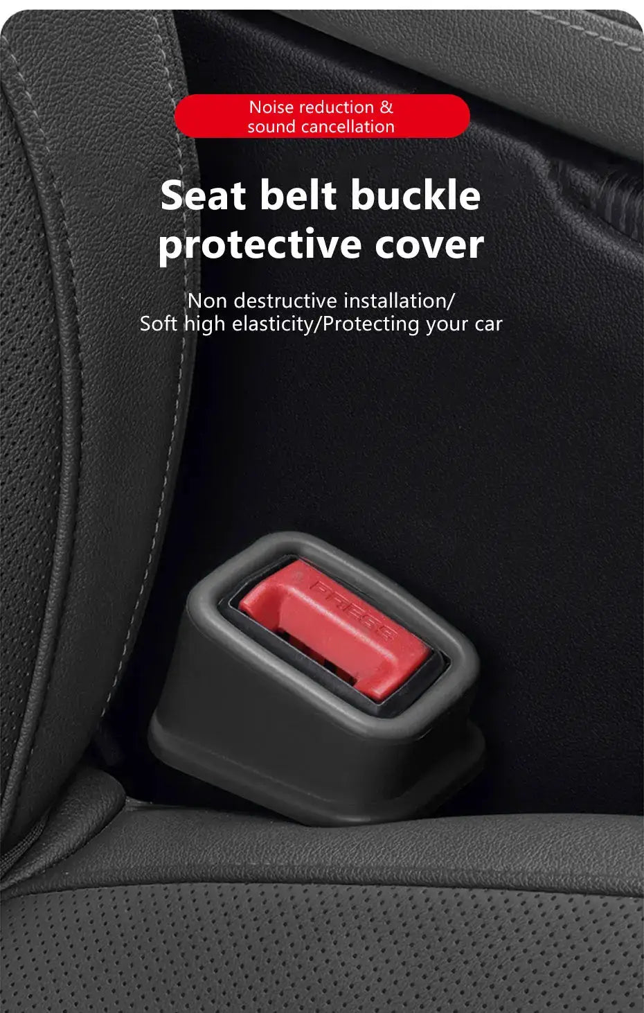 2-pack car seat belt buckle silicone holders with gray anti-slip base and red buckle by Simples Market