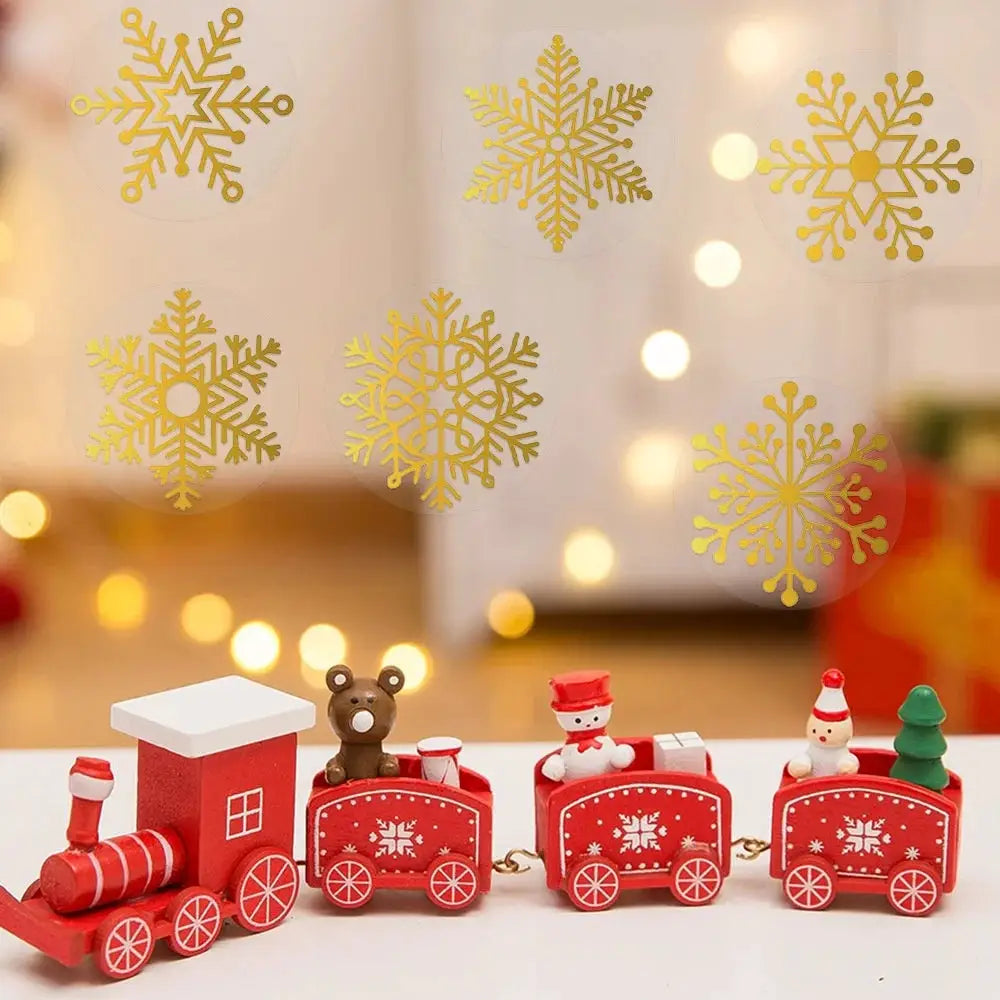500 Pieces Golden Snowflake Christmas Stickers Roll Transparent Self Adhesive For Gift Wrapping Scrapbooking