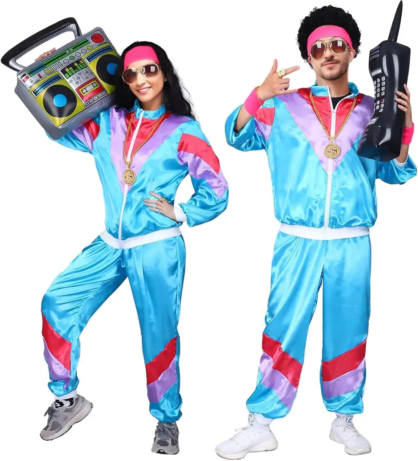 Kicpot Retro Tracksuit Jacket And Pants Set For Women Nostalgia Themed 80s 90s Hip Hop Costume For Parties