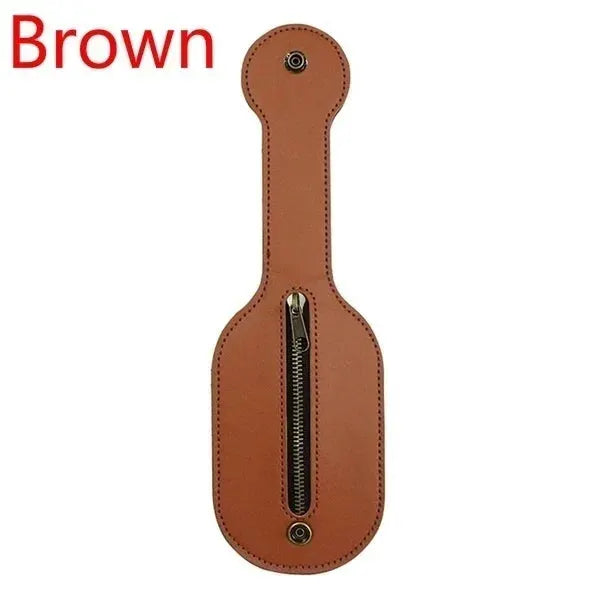 KISMIS brown vintage leather coin purse with center zipper, Simples Market outdoor multi-tool wallet
