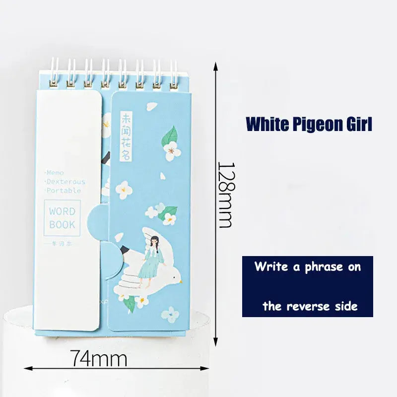 Blue mini word book notebook with spiral binding, portable planner by Simples Market