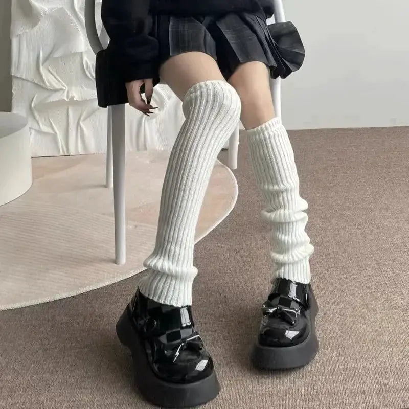 KnitAura Lolita Leg Warmers Y2K Crochet Heap Style Knit For Autumn Winter Warmth 40 To 70 Cm