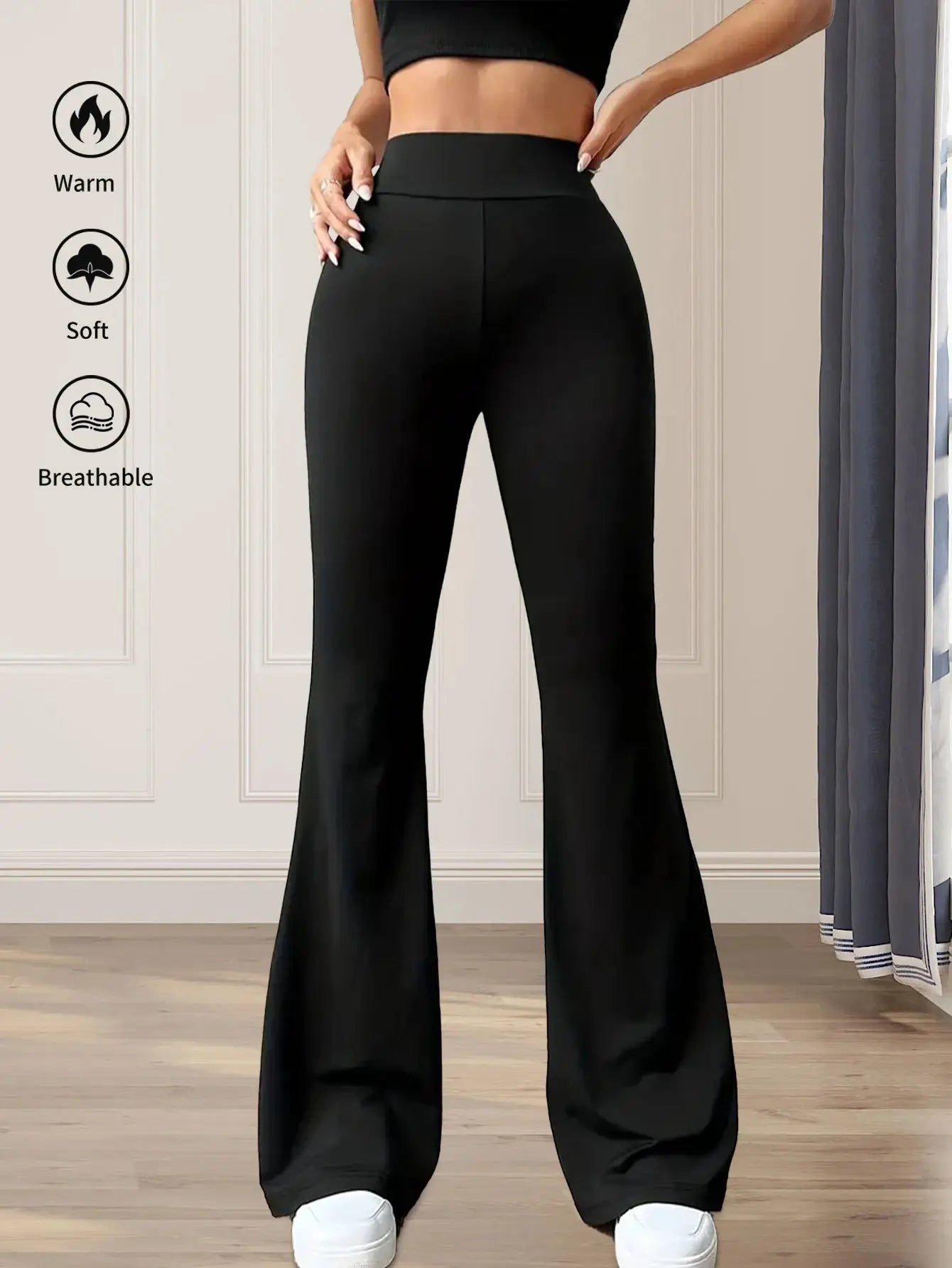 NovaWear High Waisted Flared Pants For Women Stretchy Fabric Over Twenty Percent Spandex All Day Comfort
