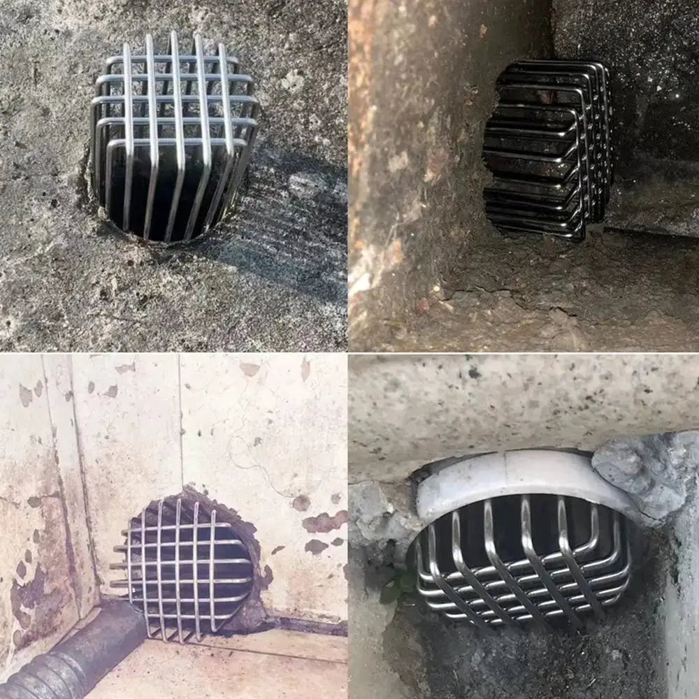 Round stainless steel roof drain cover with grid bars; anti-blocking, large-capacity design (4 shown)