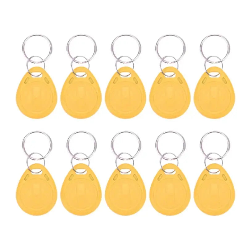 10 yellow Simples Market RFID keyfobs for 125KHz TK4100 EM4100 proximity access on key rings