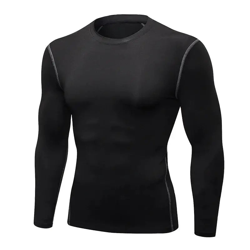 Men's Long Sleeve Thermal Underwear Top Thin Tight Fit Fast Dry Elastic Fitness Wear For Autumn And Winter