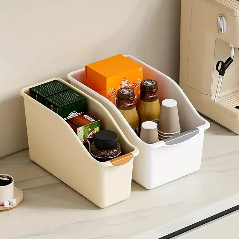 HomeHaven Curved Plastic Storage Bins Set For Cleaning Supplies And Multipurpose Organization Space Saving