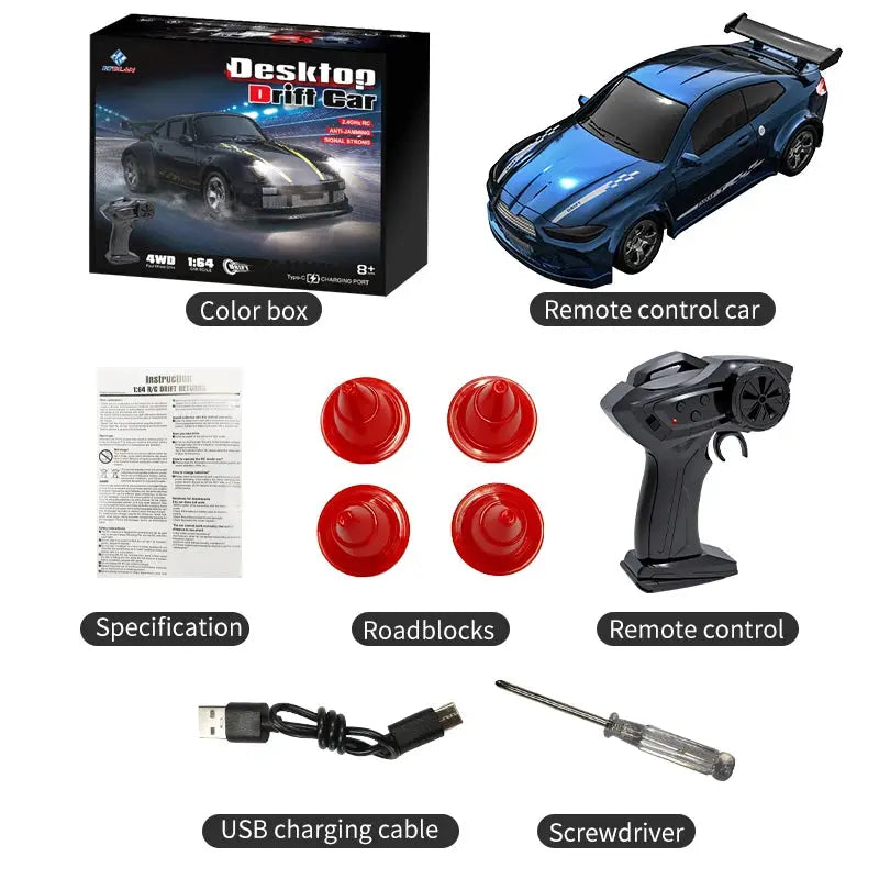 2026 KF20 1:64 Drift RC Car Four Wheel Drive Remote Controlled Racing Car Full Proportion Desk Competition Toy for Boys
