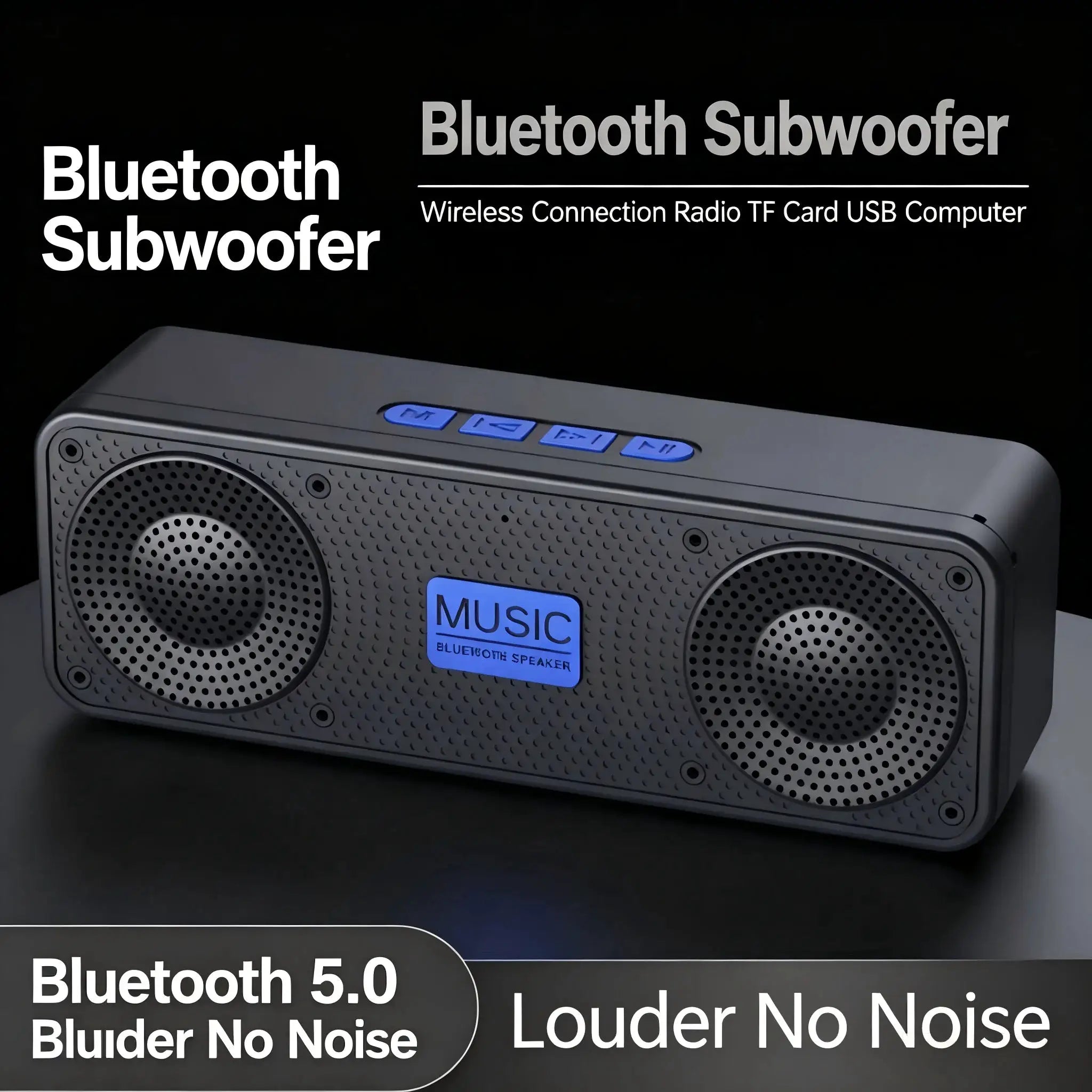 S18 Bluetooth speaker by Simples Market, portable gray outdoor loudspeaker with blue control buttons